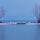 Photo à l'heure bleue du lac d'Annecy en hiver