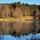 Image de la forêt d'automne reflétée dans l'eau du lac Génin
