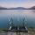 Image du crépuscule sur le lac d'Annecy et la plage d'Albigny