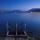 Photographie du lac d'Annecy et de la plage d'Albigny à l'heure bleue