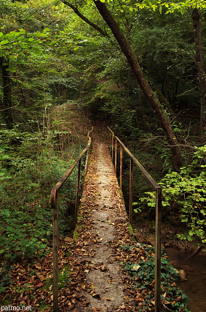 Photographie d'une passerelle mtallique au dessus  du Fornant - Haute Savoie