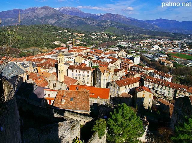 Image de la ville de Corte vue depuis la citadelle - Haute Corse