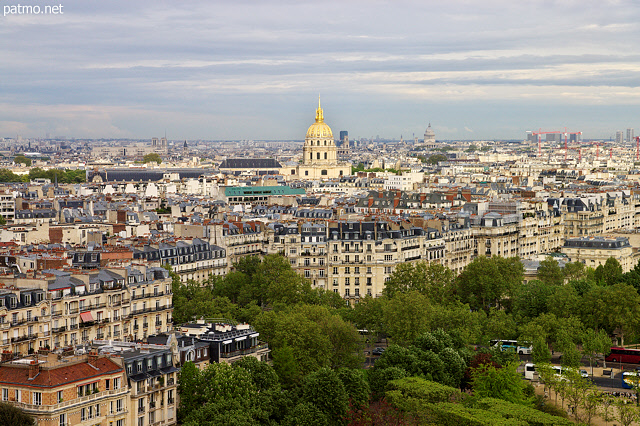 Photo of Invalides museum and roofs of Paris seen from Eiffel tower