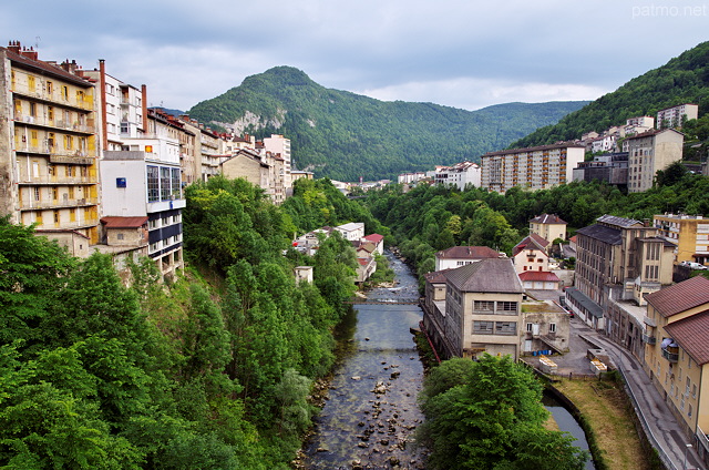 Image of french Jura with river Bienne in Saint Claude city