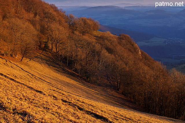 Warm light of a winter evening on Vuache mountain