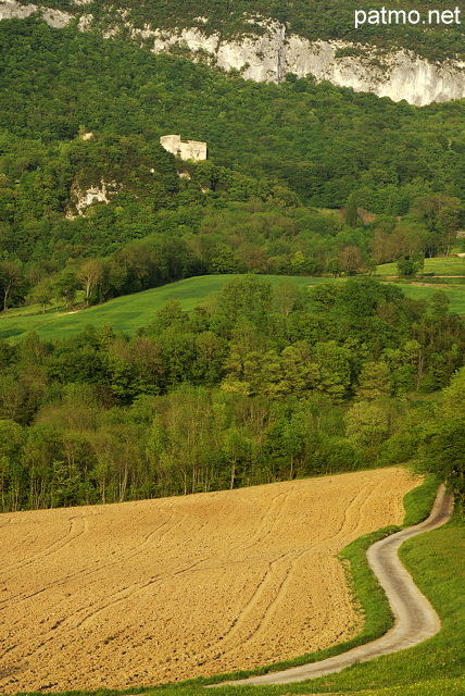 Photo d'un paysage  rural autour du château d'Arcine en Haute Savoie