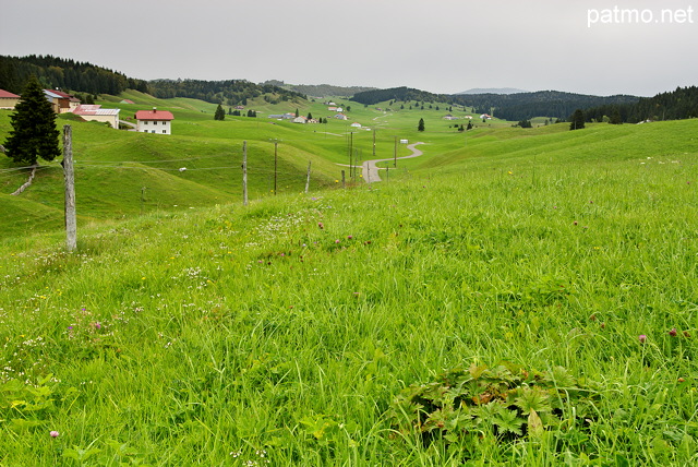 Photo du plateau de Bellecombe sous un temps pluvieux