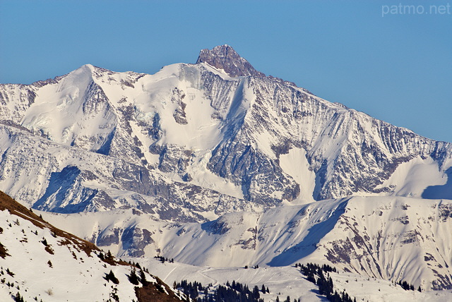 Photo de l'aiguille des glaciers vue depuis la pointe de Beauregard