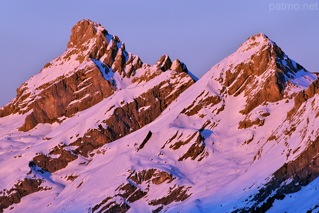 Photo de l'extrmit de la Chane des Aravis autour de la Pointe Perce