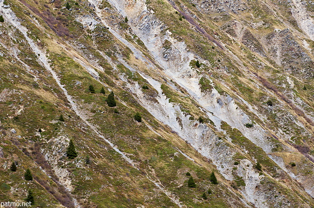 Photo of eroded slopes in the french Alps. Savoie department, Maurienne area.