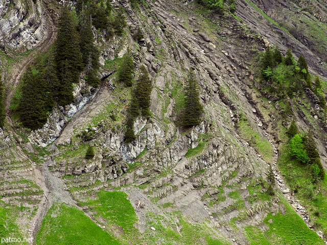 Image de l'érosion sur les pentes des montagnes des Aravis