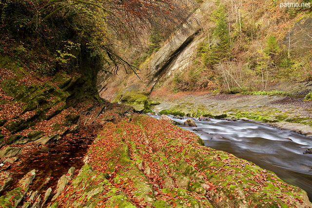 Photographie de l'automne dans les gorges du Chran - Massif des Bauges