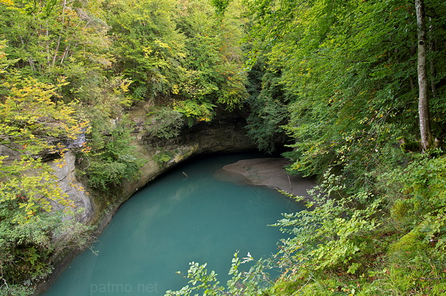 Photographie de la fort d'automne autour de la Tine de Parnant