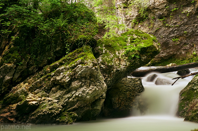 Photographie d'une cascade de printemps dans la rivire du Fornant en Haute Savoie