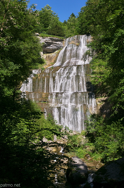 Picture of Eventail waterfall on Herisson river in French Jura