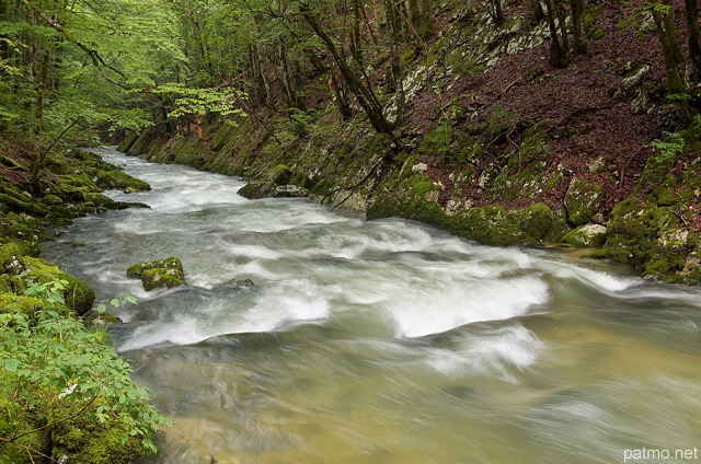 Photo de la rivire de la Valserine aprs de fortes pluies d't