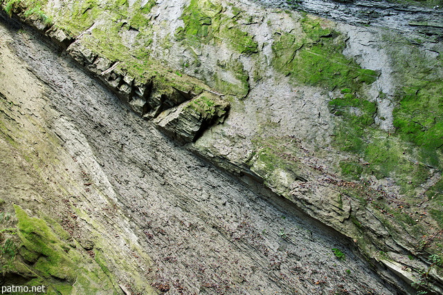 Image d'une falaise de molasse au dessus de la rivire du Fornant