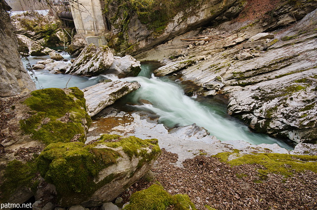 Picture of river Cheran running in a limestone bed just before Banges bridge