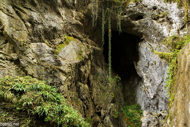 Picture of a cave in the cliffs of Abime Gorges in french Jura