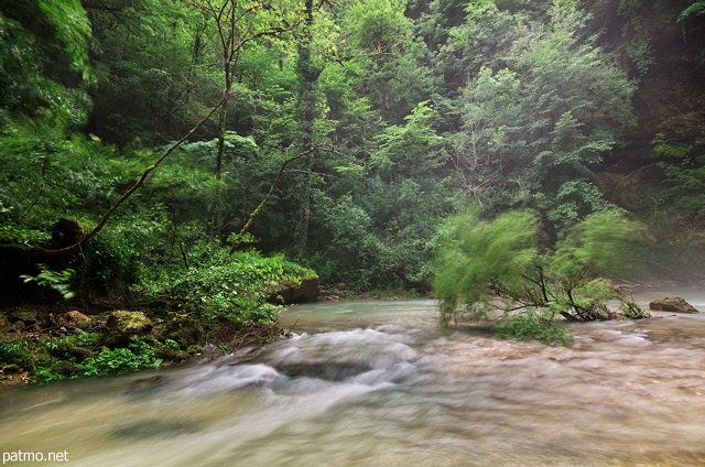 Image de la rivière de la Dorches juste après de violents orages de printemps