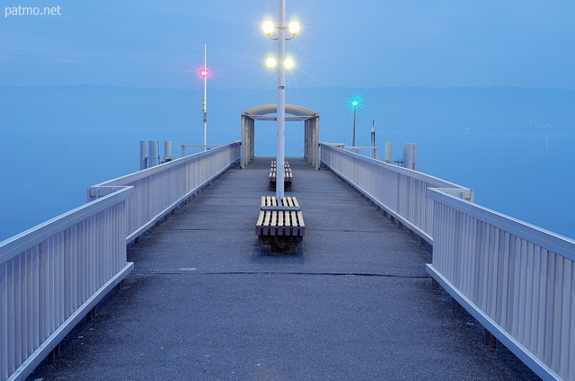 Photo du Lac Lman  l'heure bleue depuis le Port de Rives  Thonon les Bains