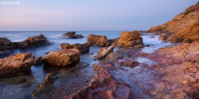 Image of the Mediterranean coast in the light on an autumn dawn