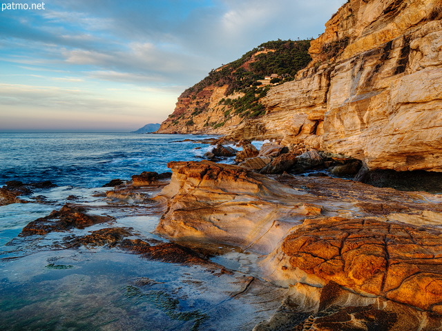 Picture of the morning on the Mediterranean coast in Provence at Bau Rouge beach in Carqueiranne