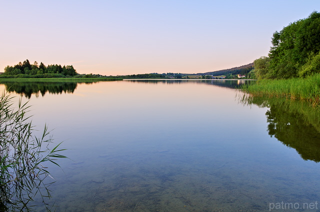 Image of Abbey lake in french Jura at dusk time