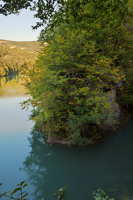 Image of the junction of Rhone and Parnant river in autumn