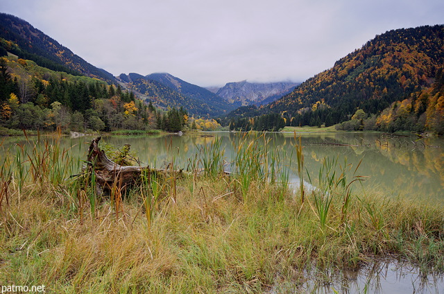 Photo of autumn in the Alps around lake Vallon