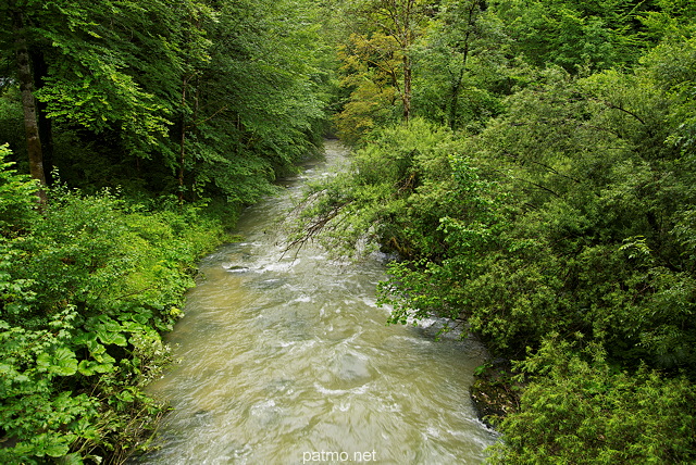 Photographie de la rivire de la Semine gonfle par des pluies d't