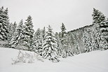 Image de neige sur les montagnes de la Valserine dans le Parc Naturel Régional du Haut Jura
