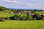 Image d'un paysage rural du Haut Jura autour de Château des Prés