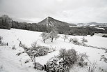 Photo d'un paysage rural enneigé entre Chaumont et Musièges en Haute Savoie