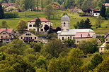 Photograph of the church and village of Belleydoux in Haut Jura Natural Park