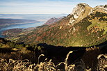 Photo du lac d'Annecy et de ses montagnes vus depuis le Col de l'Aulp