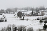 Photo with snow and mist in winter on the french countryside around Chaumont