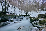 Photo de la rivire de la Valserine par un crpuscule d'hiver