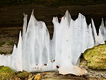 Photo de rideaux de glace sur les rives du Fornant