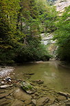 Image de ruisseau en sous bois en aval de la cascade de la Queue de Cheval