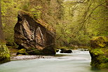 Image with big rocks and colorful forest in Cheran canyon