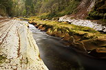 Photo of the last light of an autumn day in the canyon of Cheran river