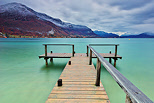 Photograph of the first autumn snow on the mountains around Annecy lake