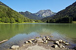 Picture of Vallon lake and Roc d'Enfer mountain in the french Alps