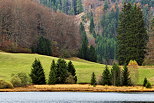 Photo des couleurs de l'automne autour du lac Gnin dans le Haut Bugey