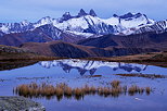 Image of  des Aiguilles d'Arves et de leur reflet sur le lac Guichard un soir d'automne