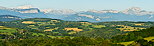 Panoramic image with a view on french countryside and mountains