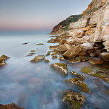 Image of a mediterranean dawn on Bau Rouge beach at Carqueiranne in Provence