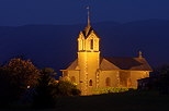 Image of Franclens church illuminated at night