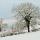 Photo d'un paysage de campagne sous la neige près de Chaumont en Haute Savoie